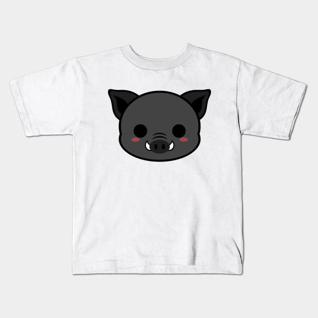 Cute Black Boar Kids T-Shirt by alien3287